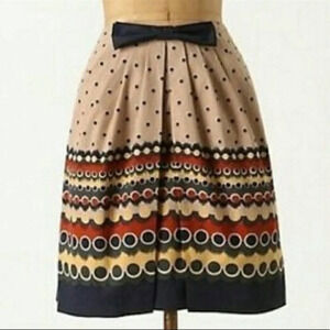 Anna Sui x Anthropologie Dots After Six Skirt, Tan/Black, Size 2, NWT